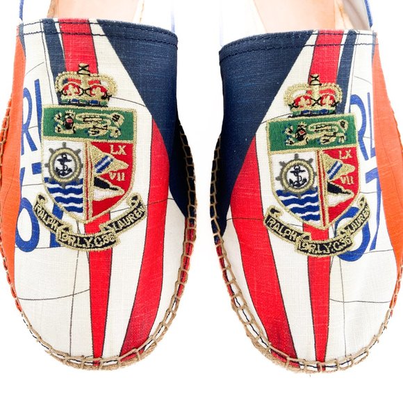 NEW POLO RALPH LAUREN Cevio Slip On Loafer Espadrille Cruise Print Nautical 11 D - Picture 3 of 12